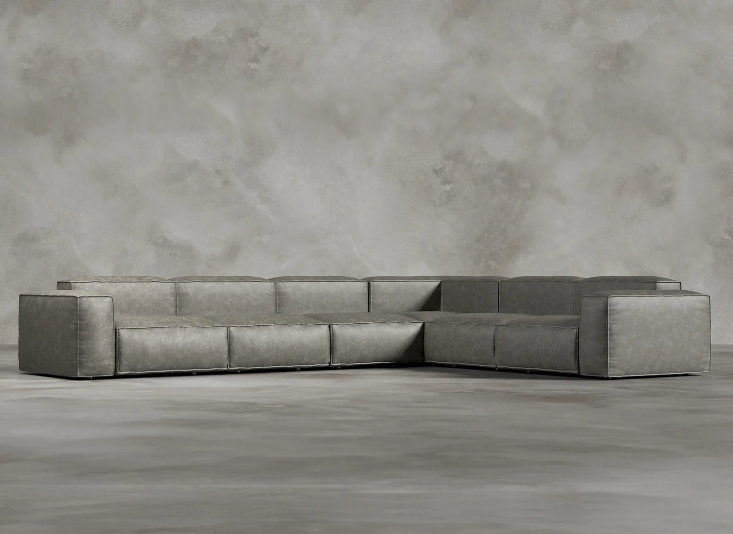 Modular Sofa I Genuine Italian Leather I Ashen I Grey