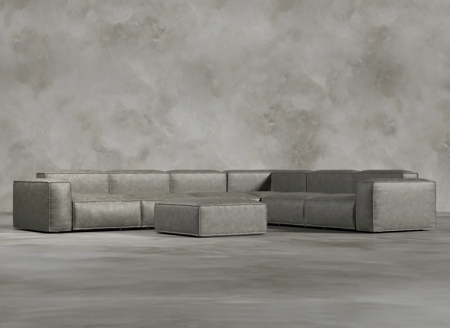 Modular Sofa I Genuine Italian Leather I Ashen I Grey