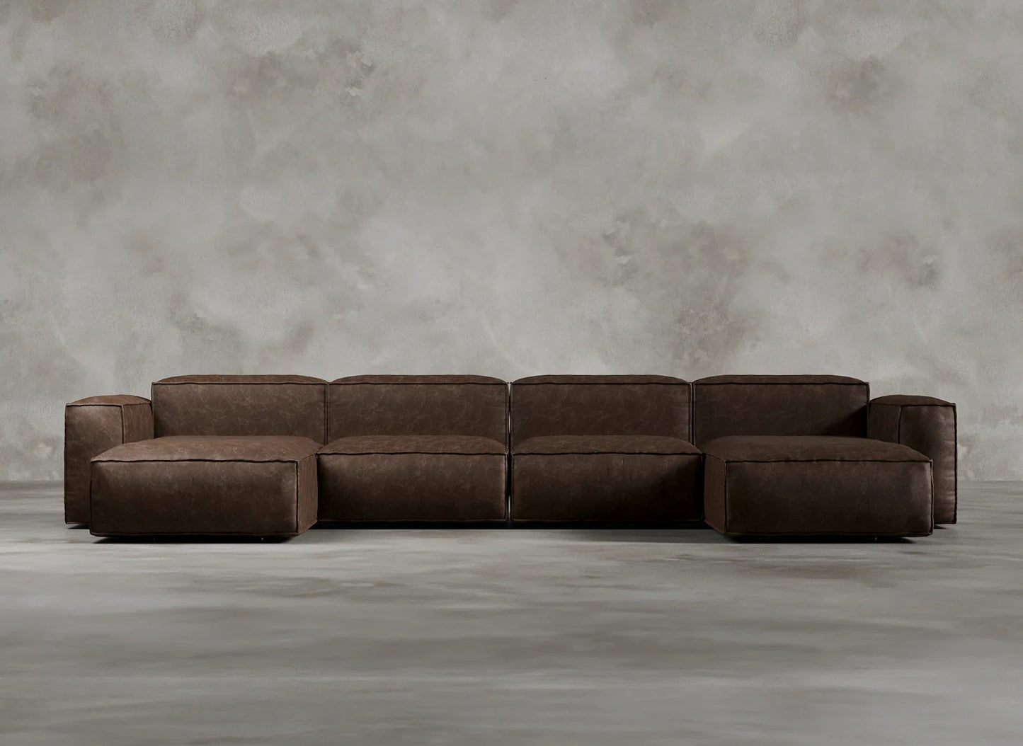 Modular Sofa I Genuine Italian Leather I Auburn I Tobacco