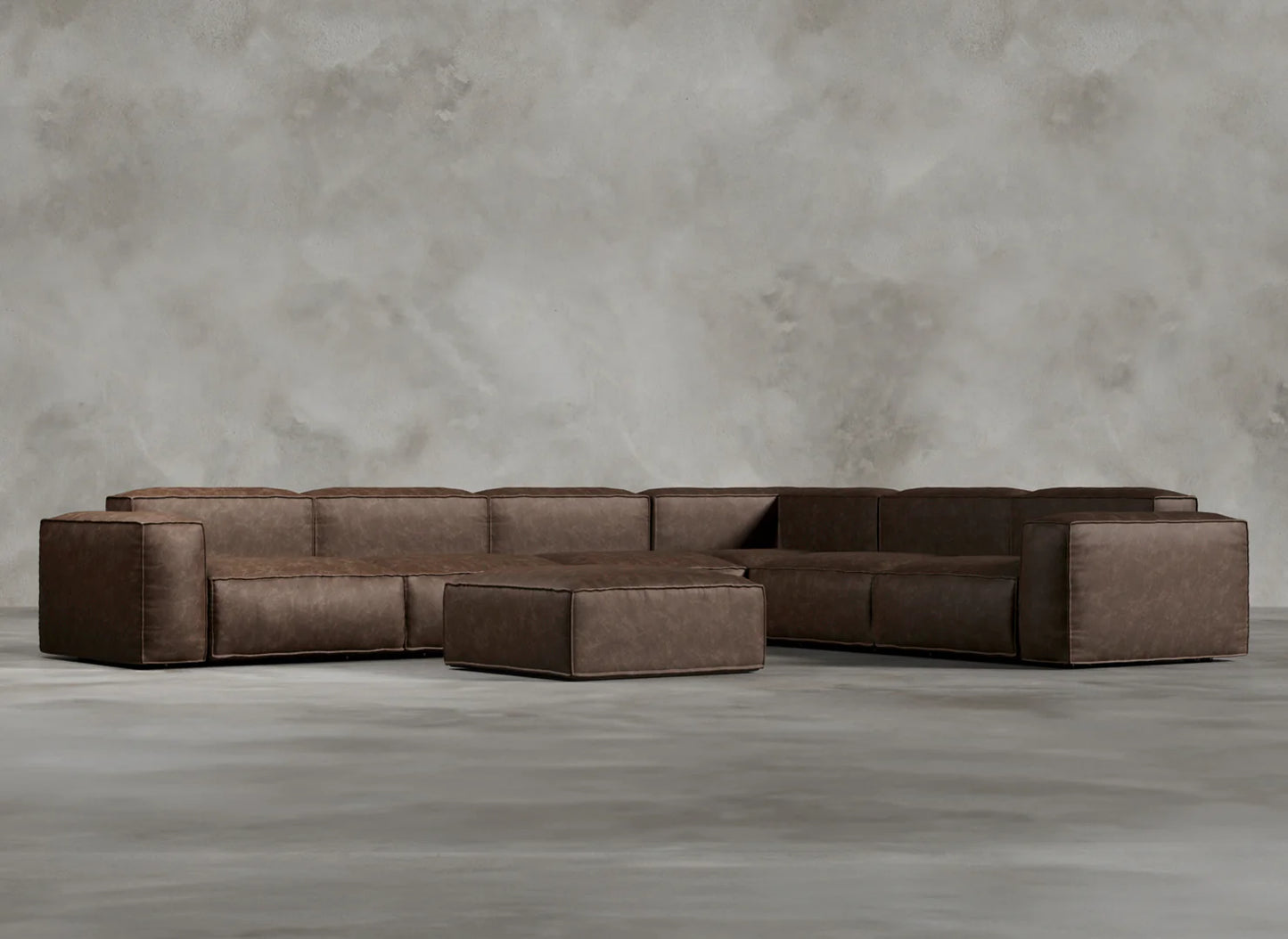 Modular Sofa I Genuine Italian Leather I Auburn I Tobacco