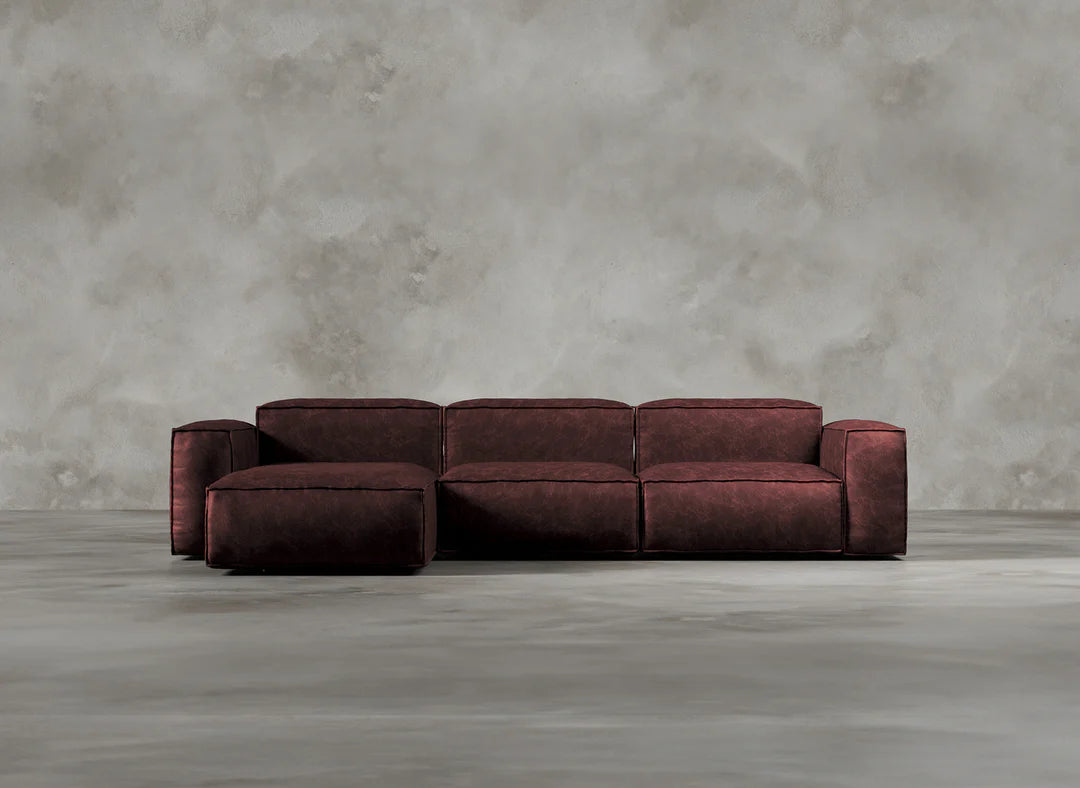 Modular Sofa I Genuine Italian Leather I Roseate I Red