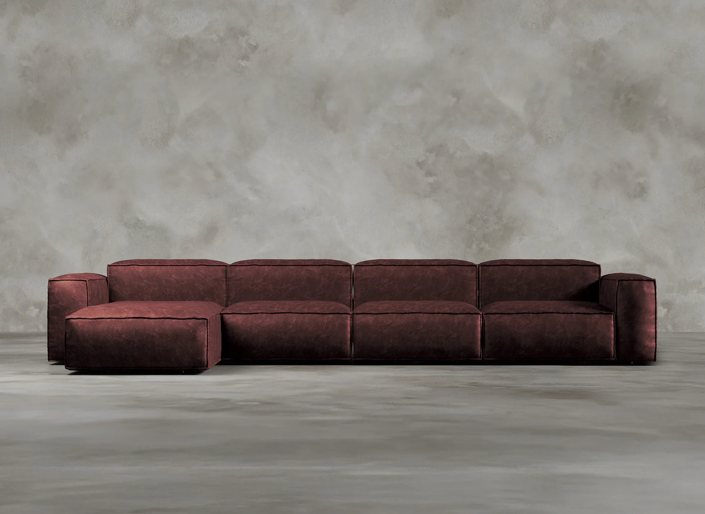 Modular Sofa I Genuine Italian Leather I Roseate I Red