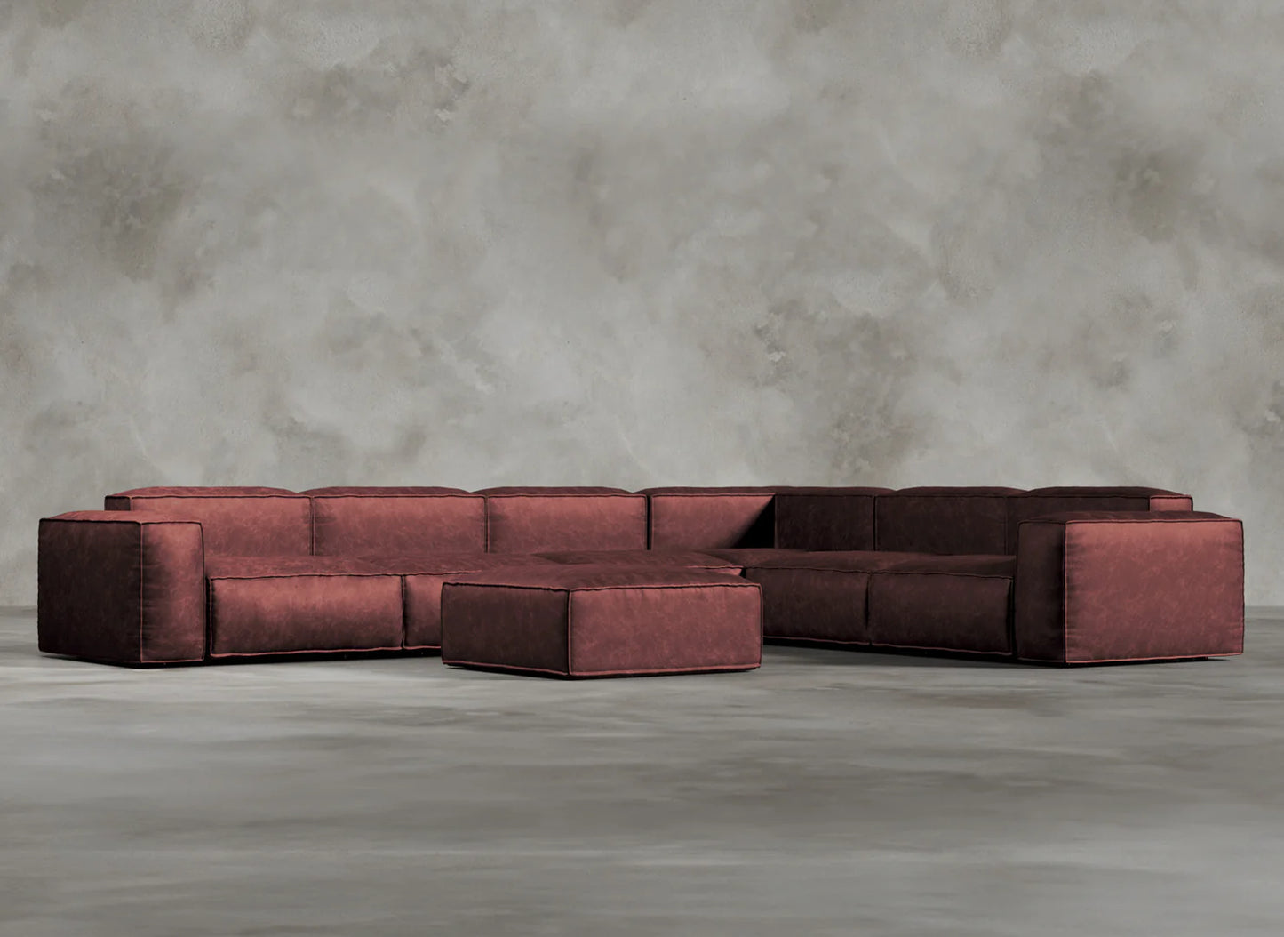 Modular Sofa I Genuine Italian Leather I Roseate I Red