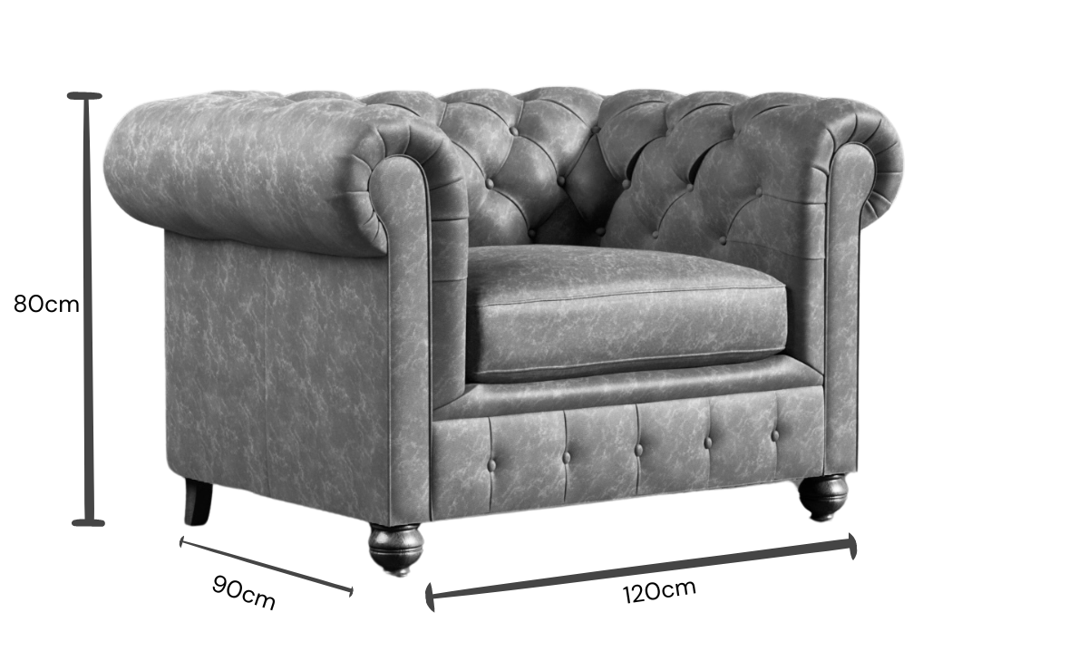 Charlotte Onyx Black One Seat Chesterfield Genuine Italian Leather Chair