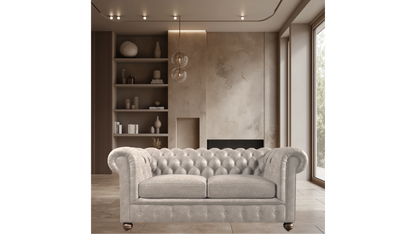 Charlotte Essence Cream Two Seater Chesterfield Genuine Italian Leather Sofa