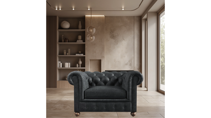Charlotte Leaden Slate One Seat Chesterfield Genuine Italian Leather Chair
