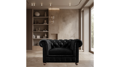 Charlotte Onyx Black One Seat Chesterfield Genuine Italian Leather Chair