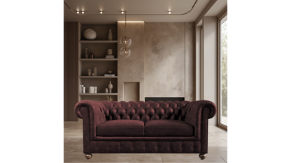 Charlotte Roseate Red Two Seater Chesterfield Genuine Italian Leather Sofa