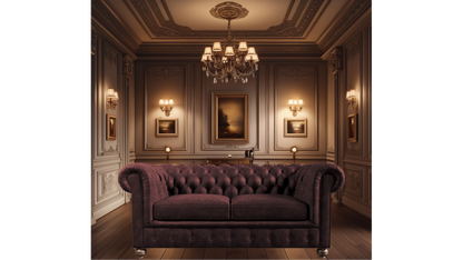Charlotte Roseate Red Two Seater Chesterfield Genuine Italian Leather Sofa
