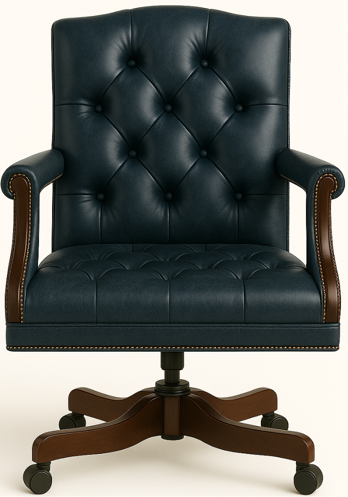 The Mayfair Director’s Swivel Chair in Royal Sapphire Leather