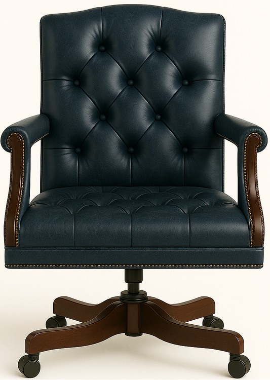The Mayfair Director’s Swivel Chair in Royal Sapphire Leather