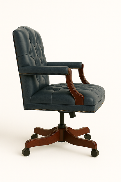 The Mayfair Director’s Swivel Chair in Royal Sapphire Leather
