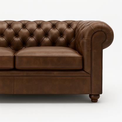 Savile Row Heritage British Made Chesterfield Sofa in Caledonian Espresso Brown – Cracked Wax Leather