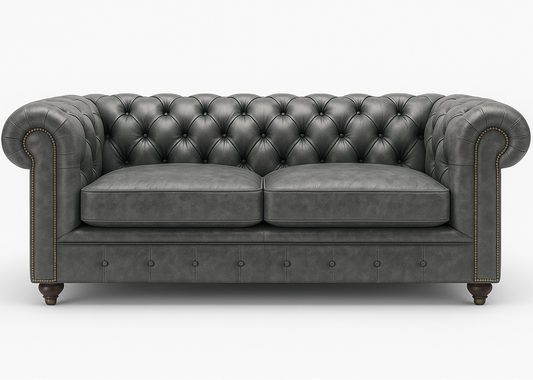 Savile Row Heritage Sofa in Thames Fog Ash Grey – Cracked Wax Leather