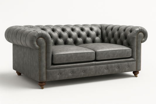 Savile Row Heritage Sofa in Thames Fog Ash Grey – Cracked Wax Leather