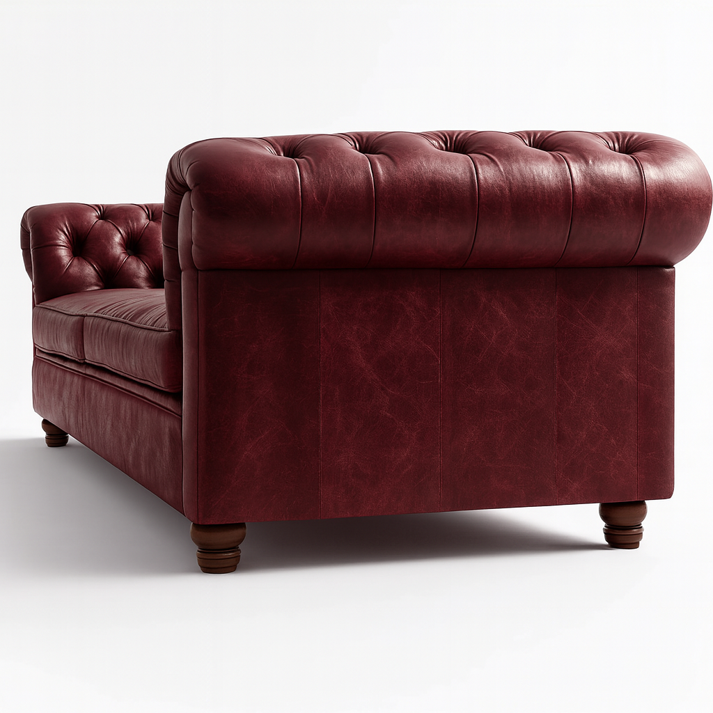 Savile Row Heritage British Made Chesterfield Sofa in Balmoral Mulberry – Cracked Wax Leather