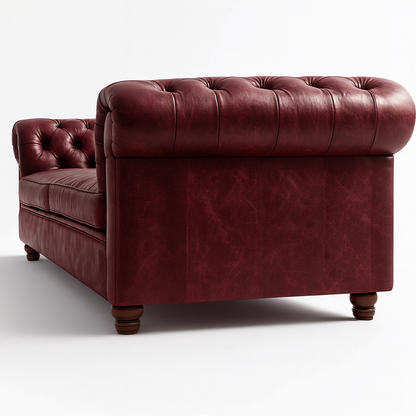 Savile Row Heritage British Made Chesterfield Sofa in Balmoral Mulberry – Cracked Wax Leather