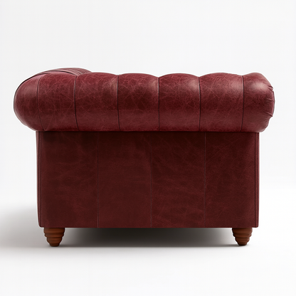 Savile Row Heritage British Made Chesterfield Sofa in Balmoral Mulberry – Cracked Wax Leather