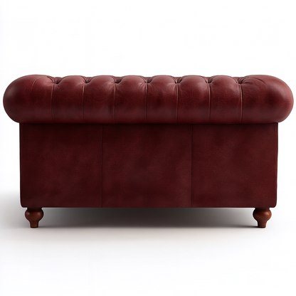 Savile Row Heritage British Made Chesterfield Sofa in Balmoral Mulberry – Cracked Wax Leather