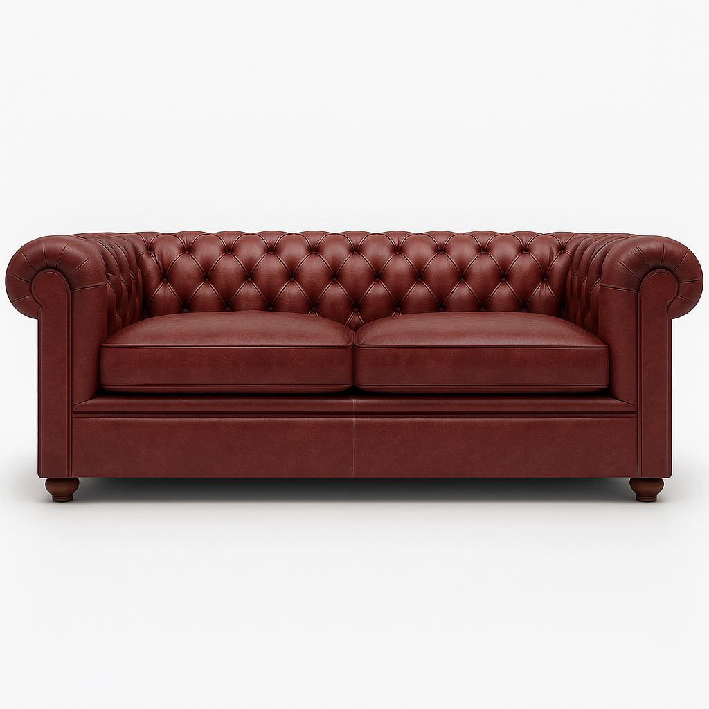 Savile Row Heritage British Made Chesterfield Sofa in Balmoral Mulberry – Cracked Wax Leather