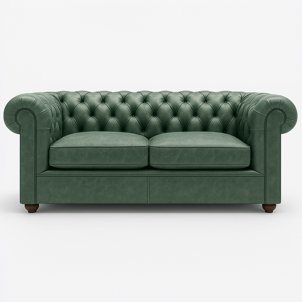 Savile Row Heritage British Made Chesterfield Sofa in Highland Grove Juniper Green – Vintage Finish
