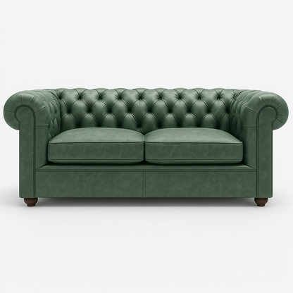 Savile Row Heritage British Made Chesterfield Sofa in Highland Grove Juniper Green – Vintage Finish