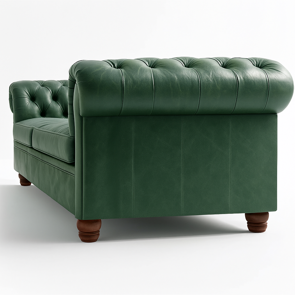 Savile Row Heritage British Made Chesterfield Sofa in Highland Grove Juniper Green – Vintage Finish