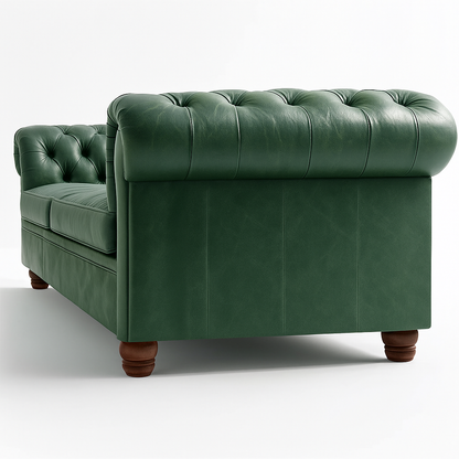 Savile Row Heritage British Made Chesterfield Sofa in Highland Grove Juniper Green – Vintage Finish