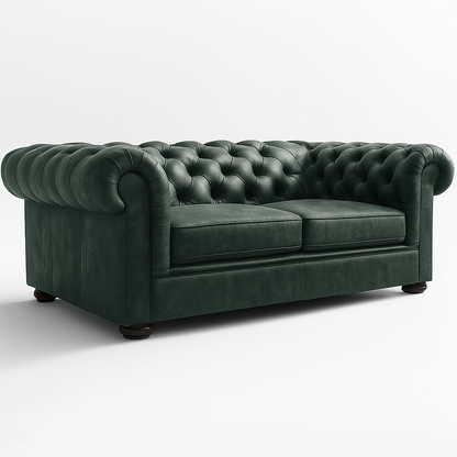 Savile Row Heritage British Made Chesterfield Sofa in Highland Grove Juniper Green – Vintage Finish