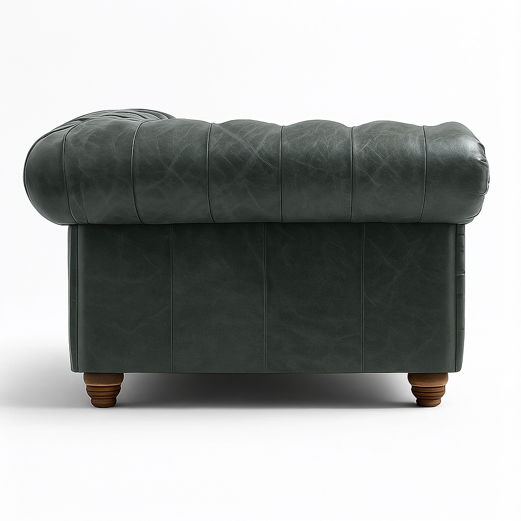 Savile Row Heritage British Made Chesterfield Sofa in Highland Grove Juniper Green – Vintage Finish