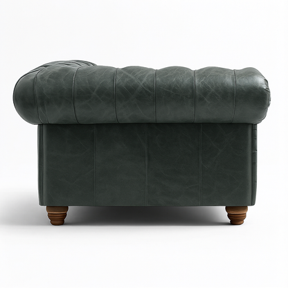 Savile Row Heritage British Made Chesterfield Sofa in Highland Grove Juniper Green – Vintage Finish