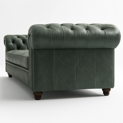 Savile Row Heritage British Made Chesterfield Sofa in Highland Grove Juniper Green – Vintage Finish