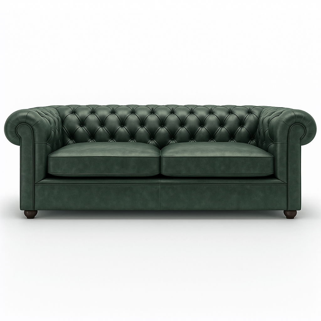 Savile Row Heritage British Made Chesterfield Sofa in Highland Grove Juniper Green – Vintage Finish