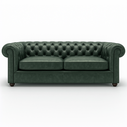 Savile Row Heritage British Made Chesterfield Sofa in Highland Grove Juniper Green – Vintage Finish