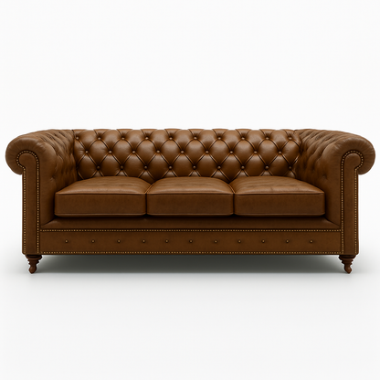Savile Row Heritage British Made Chesterfield Sofa in Caledonian Espresso Brown – Cracked Wax Leather