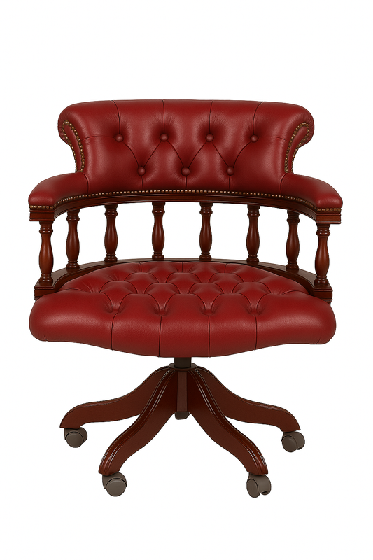 Stirling Ledger Red Leather Chesterfield Office Chair Front