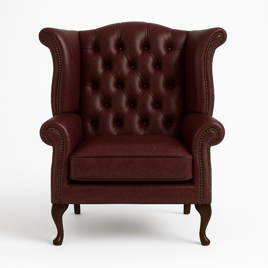 The Austen Wing in Balmoral Mulberry Cracked Wax Leather front view