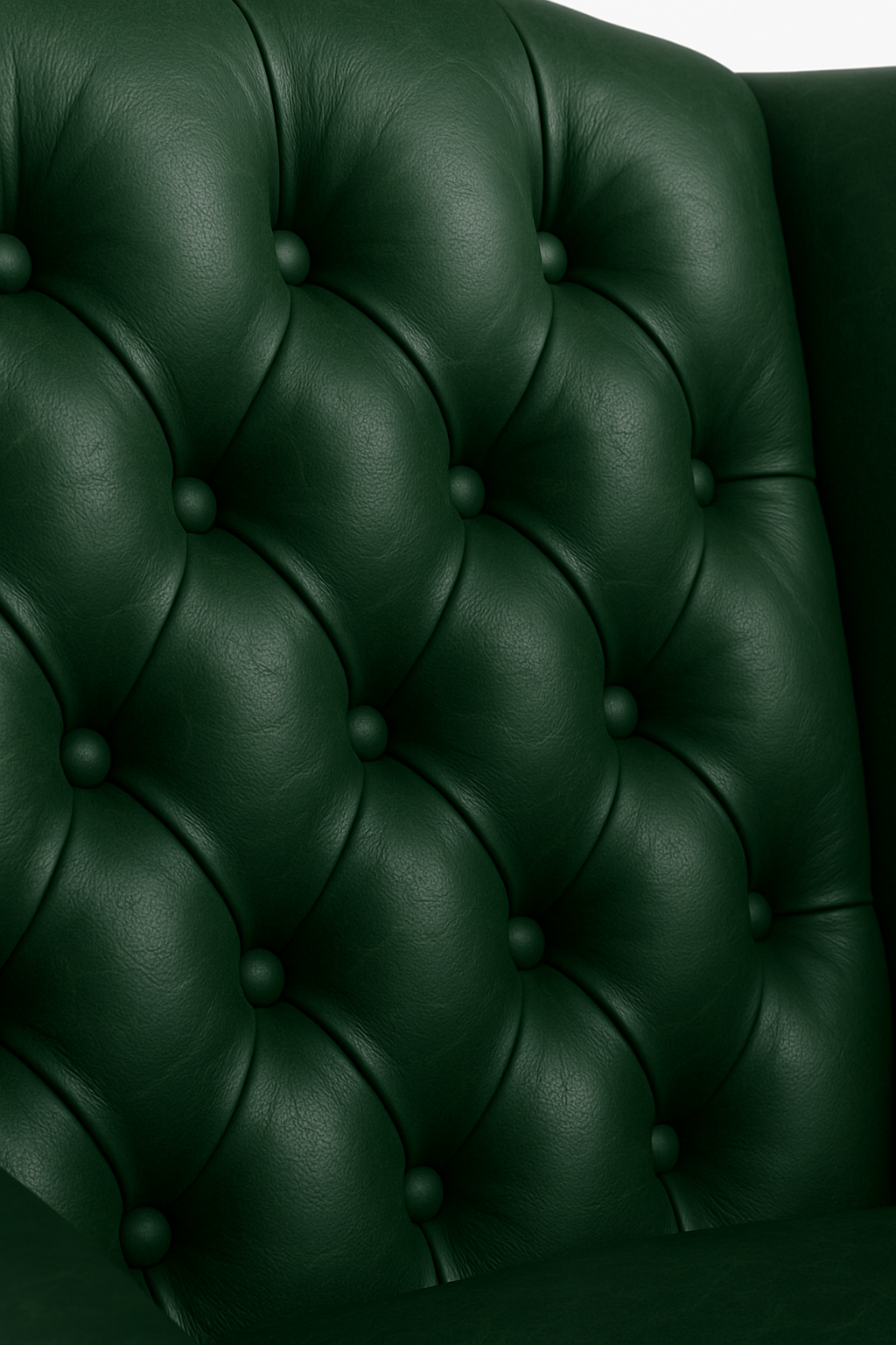 The Austen Wing in Juniper Green Detail – buttoning and studwork that need protection when moving