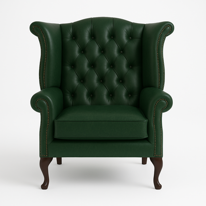 The Austen Wing in Caledonian Highland Grove Juniper Green Leather – Cracked Wax Leather