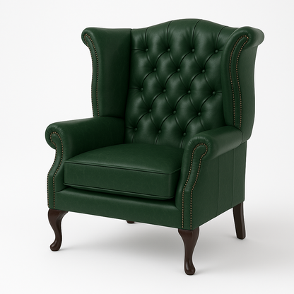 The Austen Wing in Caledonian Highland Grove Juniper Green Leather – Cracked Wax Leather