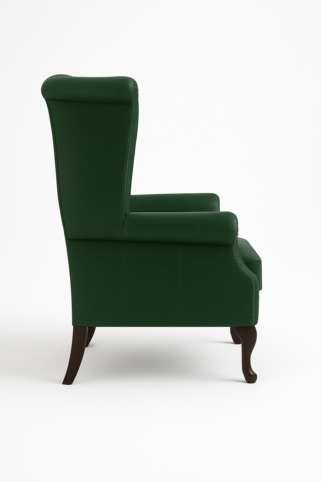 The Austen Wing in Juniper Green Side View – showing arm profile to protect during moves