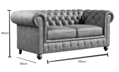Charlotte Essence Cream Two Seater Chesterfield Genuine Italian Leather Sofa