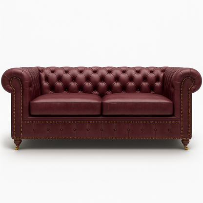 Windsor Belgrave British Made Chesterfield Sofa in Balmoral Mulberry – Cracked Wax Leather