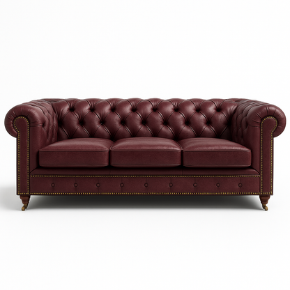 Windsor Belgrave British Made Chesterfield Sofa in Balmoral Mulberry – Cracked Wax Leather