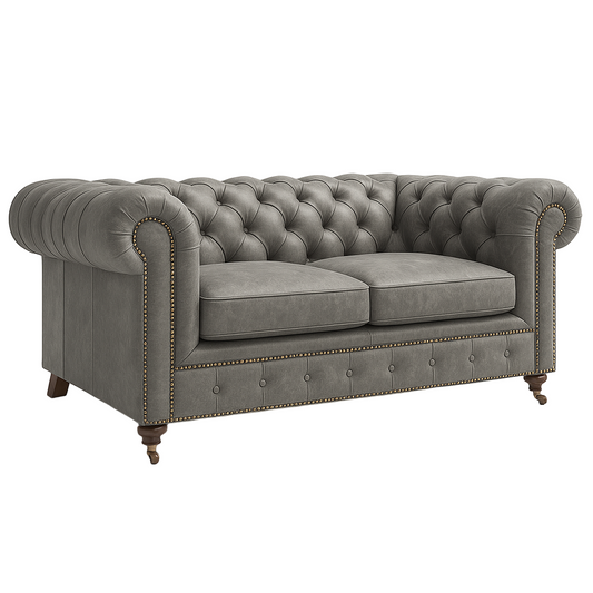 Windsor Belgrave Sofa in Thames Fog Ash Grey – Cracked Wax Leather