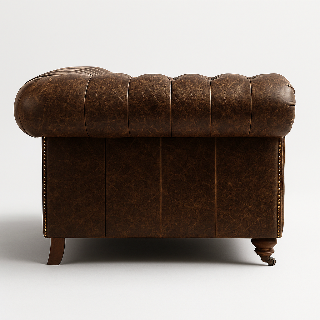 Windsor Belgrave British Made Chesterfield Sofa in Caledonian Espresso Brown – Cracked Wax Leather