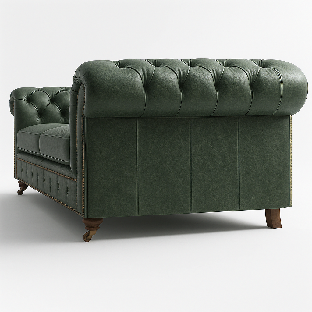 Windsor Belgrave British Made Chesterfield Sofa in Highland Grove Juniper Green – Vintage Finish
