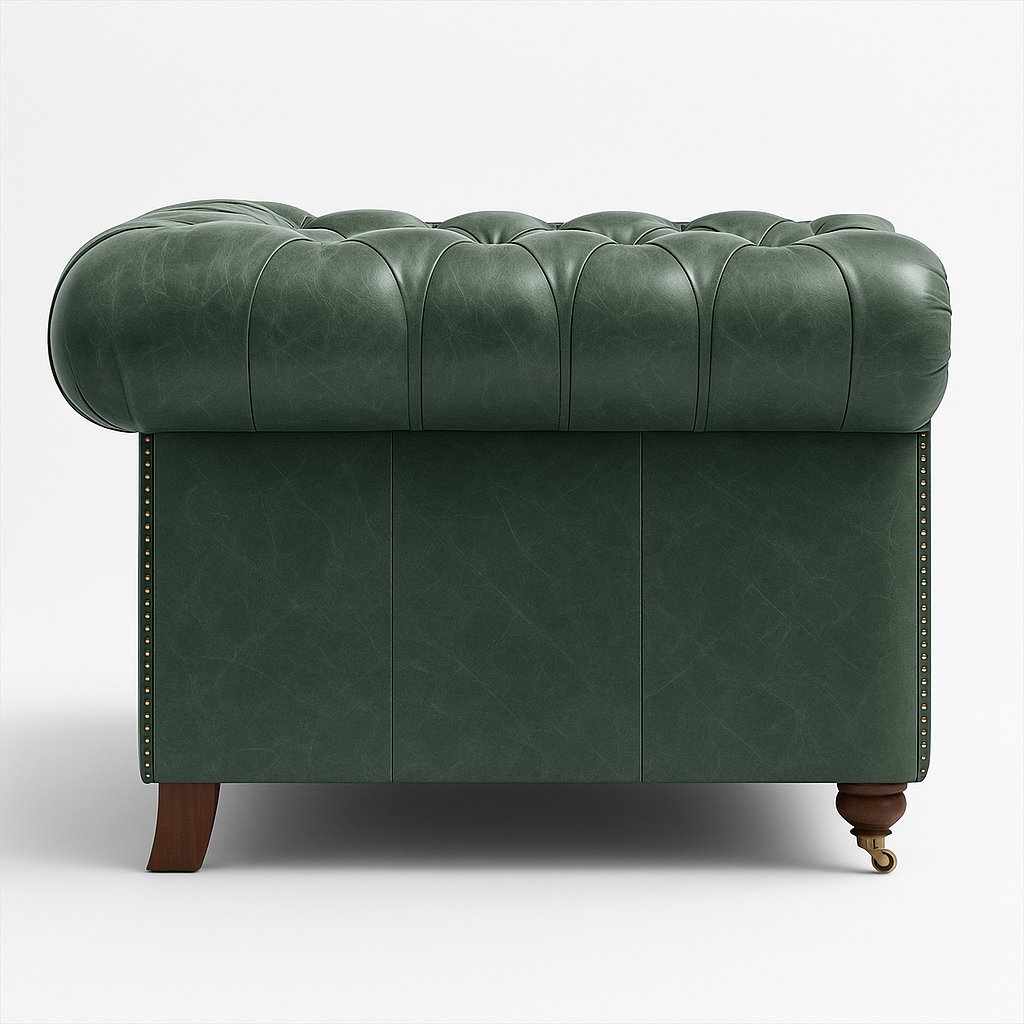 Windsor Belgrave British Made Chesterfield Sofa in Highland Grove Juniper Green – Vintage Finish