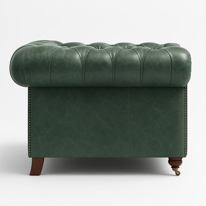 Windsor Belgrave British Made Chesterfield Sofa in Highland Grove Juniper Green – Vintage Finish