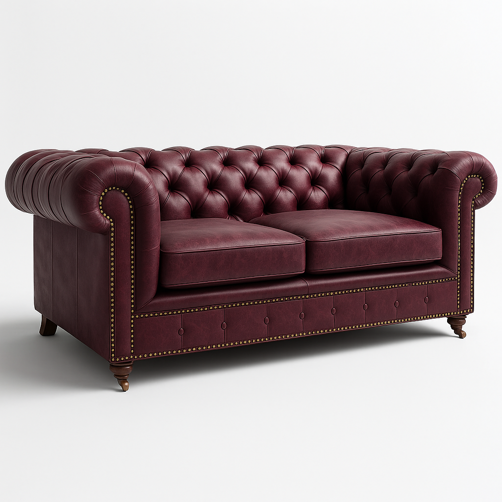 Balmoral Mulberry leather swatch – opulent British berry tone